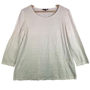 LAFAYETTE 148 Tunic Green blouse Size S Women's 2/3 sleeve Crew Neck Linen blend